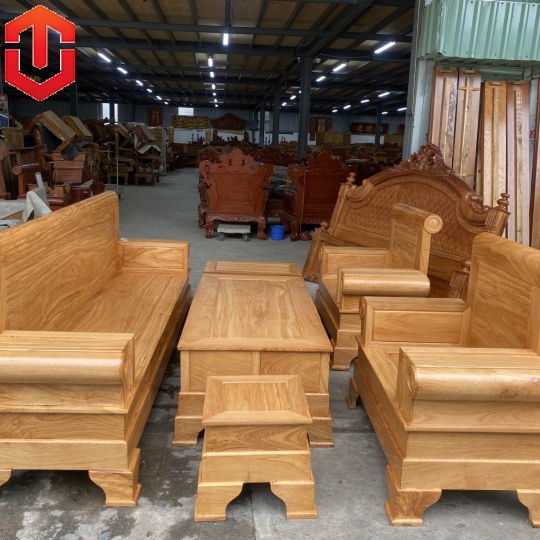 SOFA ĐỐI PHÁO GÕ ĐỎ 6 MÓN