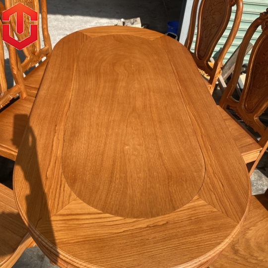 BÀN ĂN OVAL GÕ ĐỎ 6 GHẾ