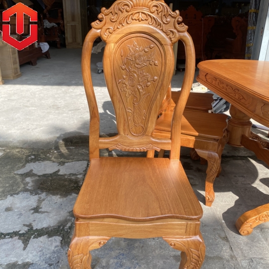 BÀN ĂN OVAL GÕ ĐỎ 6 GHẾ