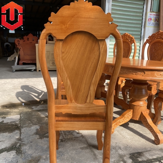 BÀN ĂN OVAL GÕ ĐỎ 6 GHẾ