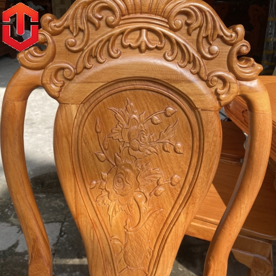 BÀN ĂN OVAL GÕ ĐỎ 6 GHẾ