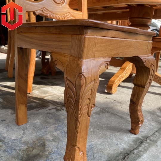 BÀN ĂN OVAL GÕ ĐỎ 6 GHẾ