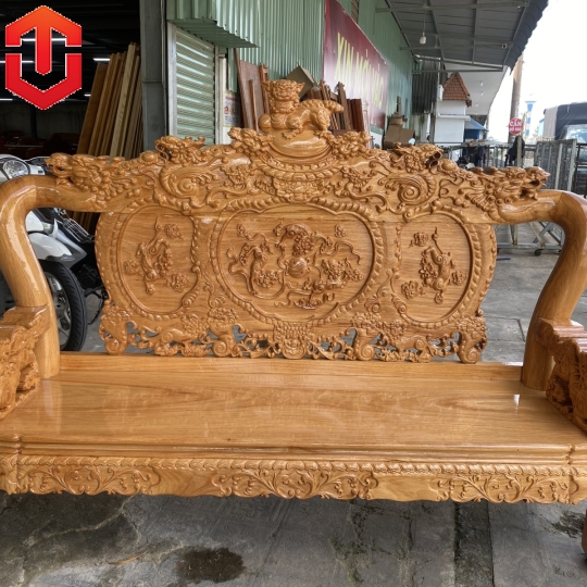 SALON NGHÊ 5 ĐẦU GÕ ĐỎ CỘT 12 6 MÓN