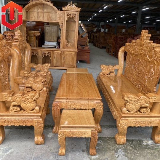 SALON NGHÊ 5 ĐẦU GÕ ĐỎ CỘT 12 6 MÓN