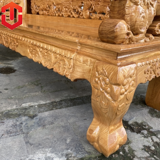 SALON NGHÊ 5 ĐẦU GÕ ĐỎ CỘT 12 6 MÓN
