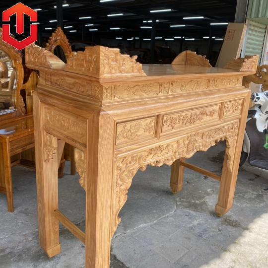 BÀN CÚNG CHẠM NHƯ Ý GỖ GÕ ĐỎ 1M53