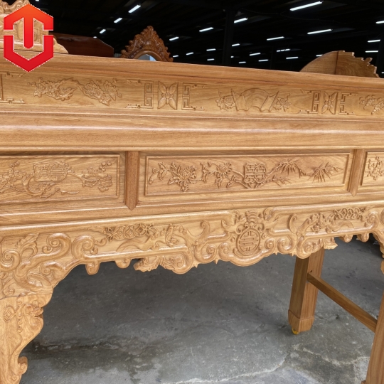 BÀN CÚNG CHẠM NHƯ Ý GỖ GÕ ĐỎ 1M53