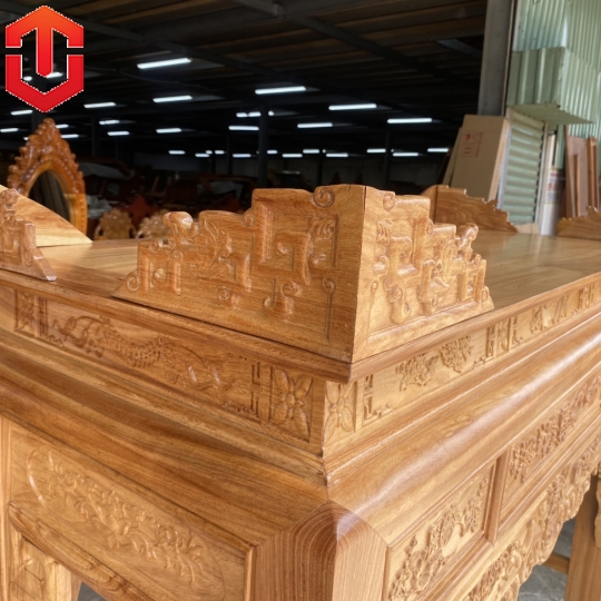 BÀN CÚNG CHẠM NHƯ Ý GỖ GÕ ĐỎ 1M53