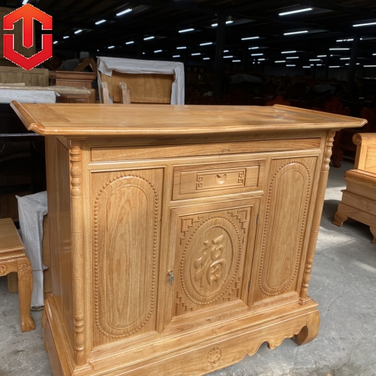 TỦ THỜ GÕ ĐỎ 1M53 CHẠM CHỮ 