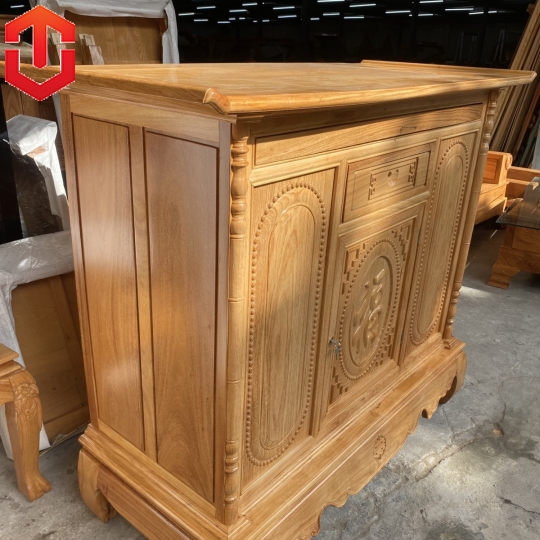 TỦ THỜ GÕ ĐỎ 1M53 CHẠM CHỮ 