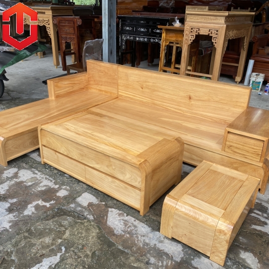 SOFA GÓC CHÂN CUỐN  GỖ GÕ ĐỎ
