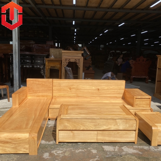 SOFA GÓC CHÂN CUỐN  GỖ GÕ ĐỎ