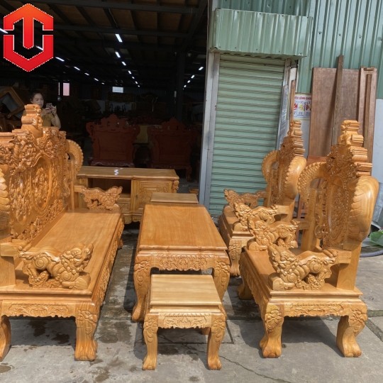 SALON NGHÊ KHUỲNH GÕ ĐỎ CỘT 12 6 MÓN