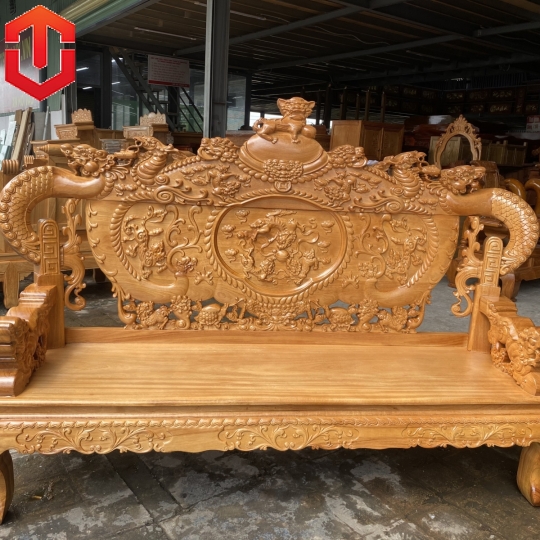 SALON NGHÊ KHUỲNH GÕ ĐỎ CỘT 12 6 MÓN