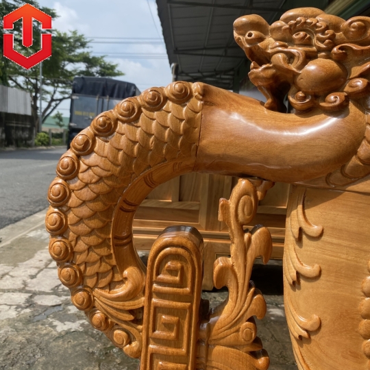 SALON NGHÊ KHUỲNH GÕ ĐỎ CỘT 12 6 MÓN