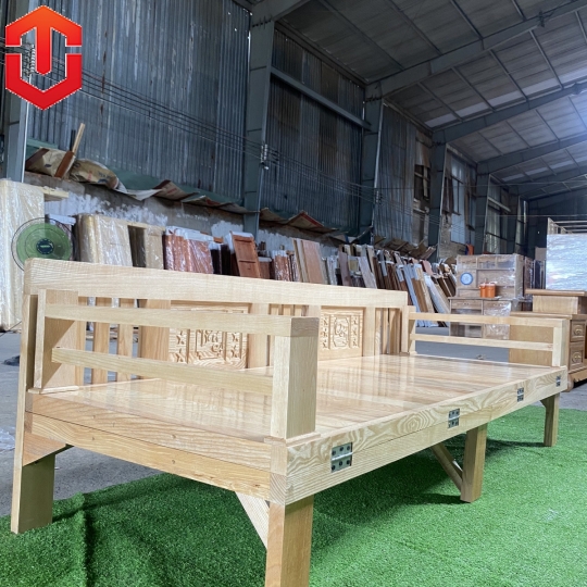 GIƯỜNG GẤP THÔNG MINH GỖ SỒI 1M6X2M MÀU TỰ NHIÊN