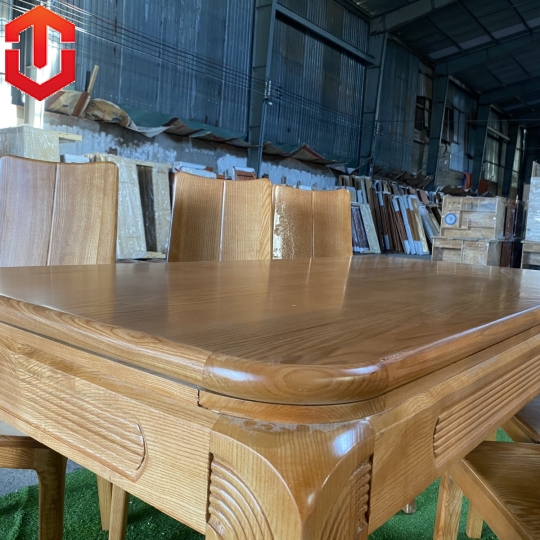 BÀN ĂN CHÂN SOI 6 GHẾ SỒI LAU MÀU HƯƠNG VÀNG