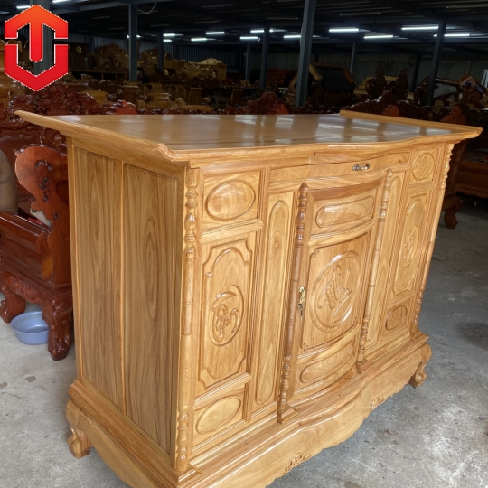 TỦ THỜ GÕ ĐỎ 1M75 CHẠM CHỮ