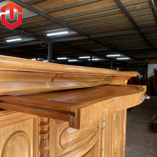 TỦ THỜ GÕ ĐỎ 1M75 CHẠM CHỮ