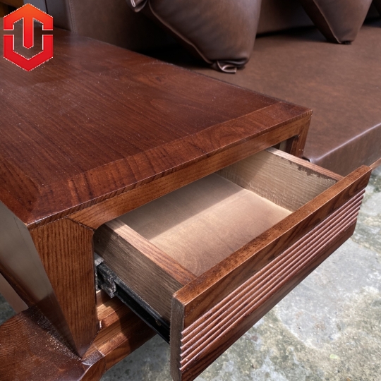 SOFA 2 VĂNG CHÂN XOẮN GỖ SỒI LAU MÀU ÓC CHÓ - VẾ PHẢI