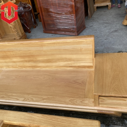 SOFA GÓC CHÂN THUYỀN GÕ ĐỎ VẾ TRÁI