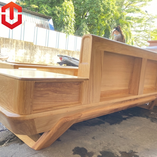 SOFA GÓC CHÂN THUYỀN GÕ ĐỎ VẾ TRÁI