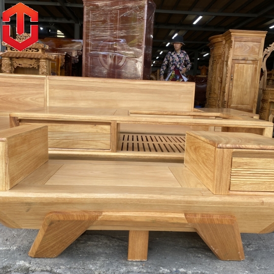 SOFA GÓC CHÂN THUYỀN GÕ ĐỎ VẾ TRÁI