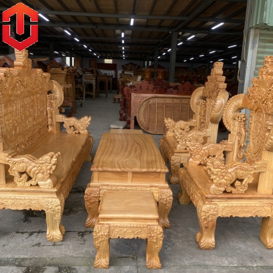 SALON RỒNG KHUỲNH GÕ ĐỎ CỘT 14 - 6 MÓN