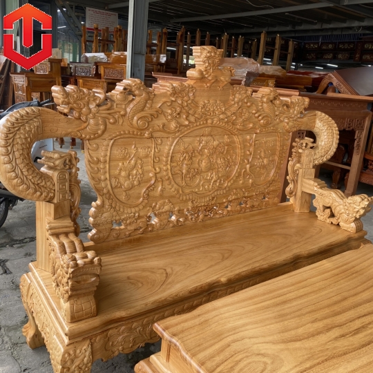 SALON RỒNG KHUỲNH GÕ ĐỎ CỘT 14 - 6 MÓN