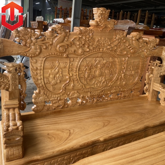 SALON RỒNG KHUỲNH GÕ ĐỎ CỘT 14 - 6 MÓN