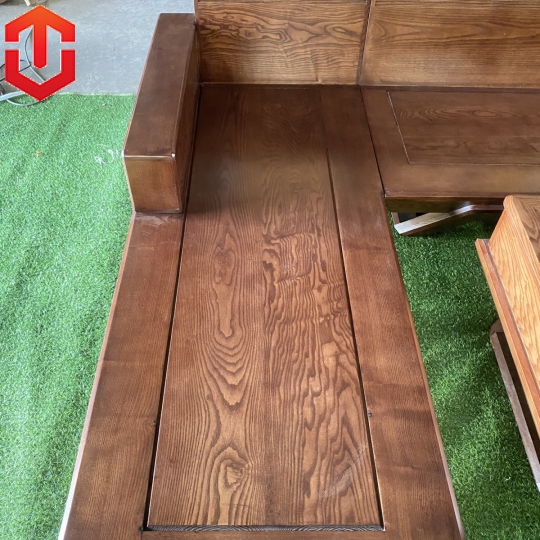 SOFA GÓC CHÂN THUYỀN SỒI MÀU ÓC CHÓ - VẾ TRÁI