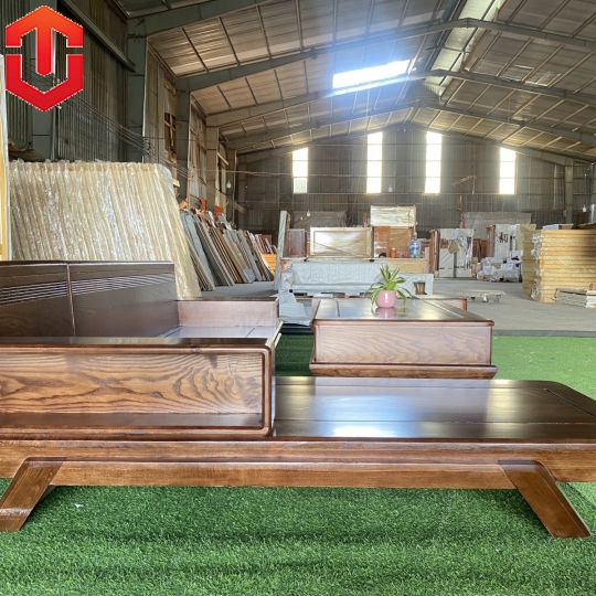 SOFA GÓC CHÂN THUYỀN SỒI MÀU ÓC CHÓ - VẾ TRÁI