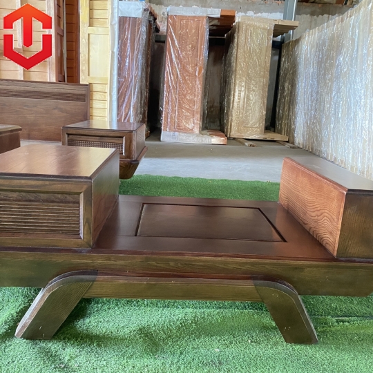 SOFA GÓC CHÂN THUYỀN SỒI MÀU ÓC CHÓ - VẾ TRÁI
