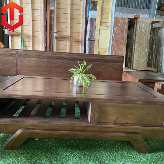 SOFA GÓC CHÂN THUYỀN SỒI MÀU ÓC CHÓ - VẾ TRÁI