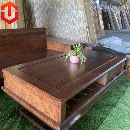 SOFA GÓC CHÂN THUYỀN SỒI MÀU ÓC CHÓ - VẾ TRÁI