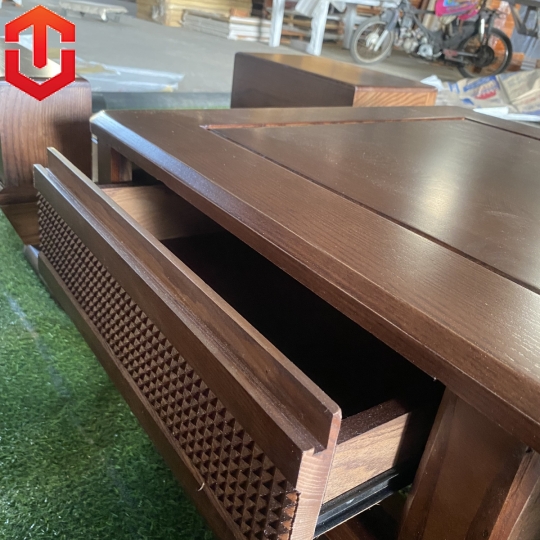 SOFA GÓC CHÂN THUYỀN SỒI MÀU ÓC CHÓ - VẾ TRÁI