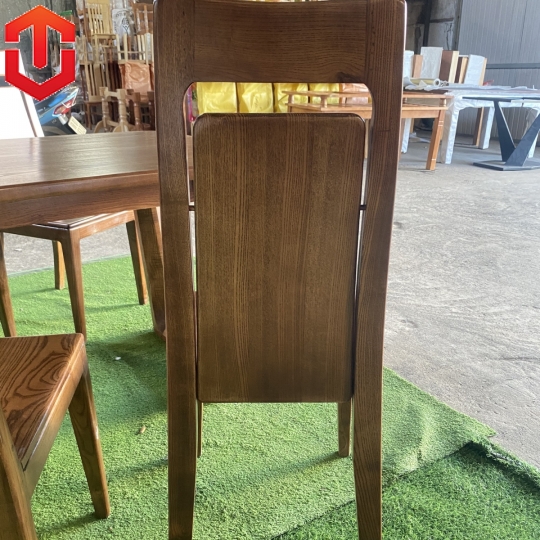 BÀN ĂN CHÂN QUỲ 6 GHẾ SỒI LAU MÀU ÓC CHÓ