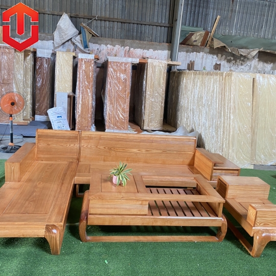 SOFA GÓC ĐÙI GÀ SỒI LAU MÀU HƯƠNG VÀNG - VẾ TRÁI