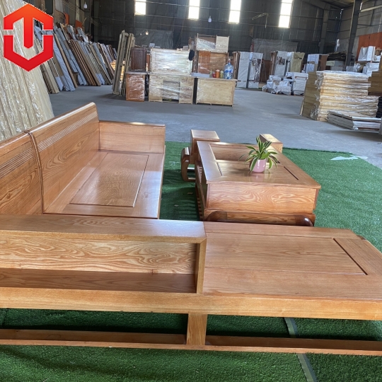 SOFA GÓC ĐÙI GÀ SỒI LAU MÀU HƯƠNG VÀNG - VẾ TRÁI