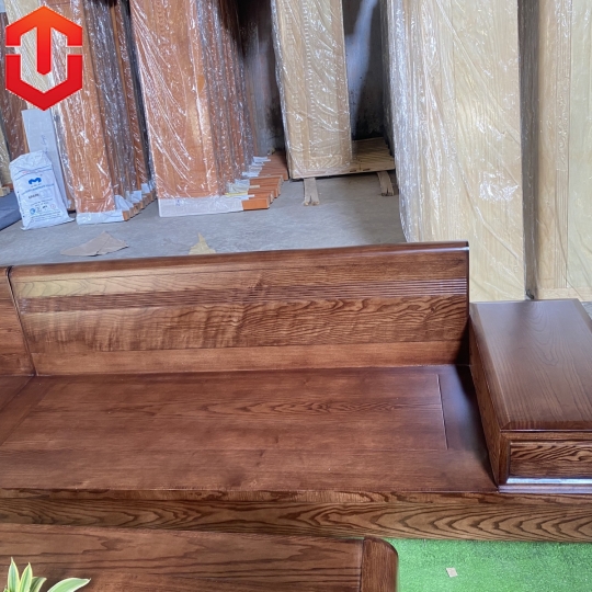 SOFA GÓC CHÂN CUỐN SỒI LAU MÀU ÓC CHÓ - VẾ TRÁI