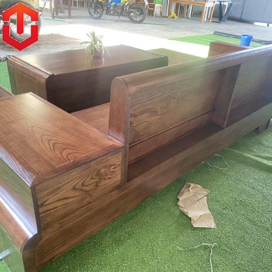 SOFA GÓC CHÂN CUỐN SỒI LAU MÀU ÓC CHÓ - VẾ TRÁI