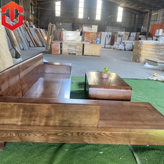 SOFA GÓC CHÂN CUỐN SỒI LAU MÀU ÓC CHÓ - VẾ TRÁI