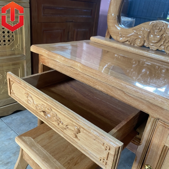 BÀN TRANG ĐIỂM GÕ ĐỎ 80 - GƯƠNG EO