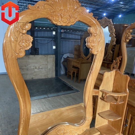 BÀN TRANG ĐIỂM GÕ ĐỎ 80 - GƯƠNG EO