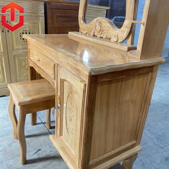BÀN TRANG ĐIỂM GÕ ĐỎ 80 - GƯƠNG EO