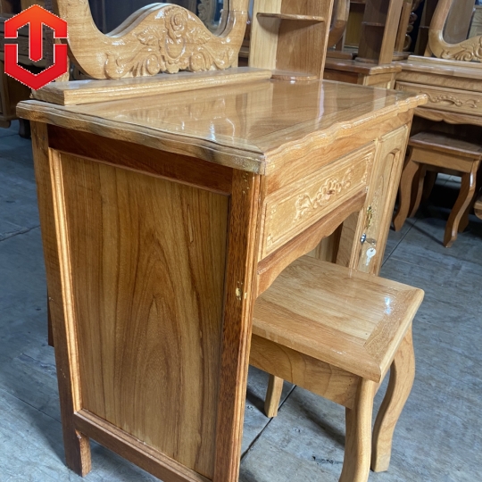 BÀN TRANG ĐIỂM GÕ ĐỎ 80 - GƯƠNG EO