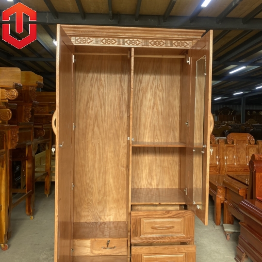 TỦ ÁO GỖ SỒI 2 CÁNH - MÀU CÁNH GIÁN
