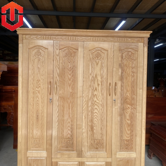 TỦ ÁO GỖ SỒI 4 CÁNH - MÀU TỰ NHIÊN