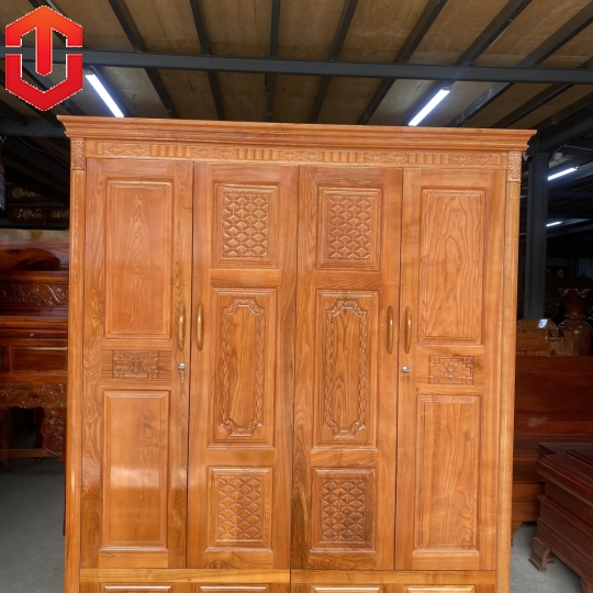 TỦ ÁO GỖ SỒI 4 CÁNH - MÀU CÁNH GIÁN