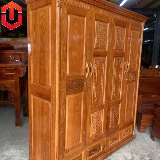 TỦ ÁO GỖ SỒI 4 CÁNH - MÀU CÁNH GIÁN